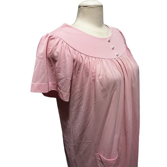 Vintage Handmade 70's Pink Flowy Nightgown with Pocket Sz Medium/Large Womens Sh - Picture 12 of 12
